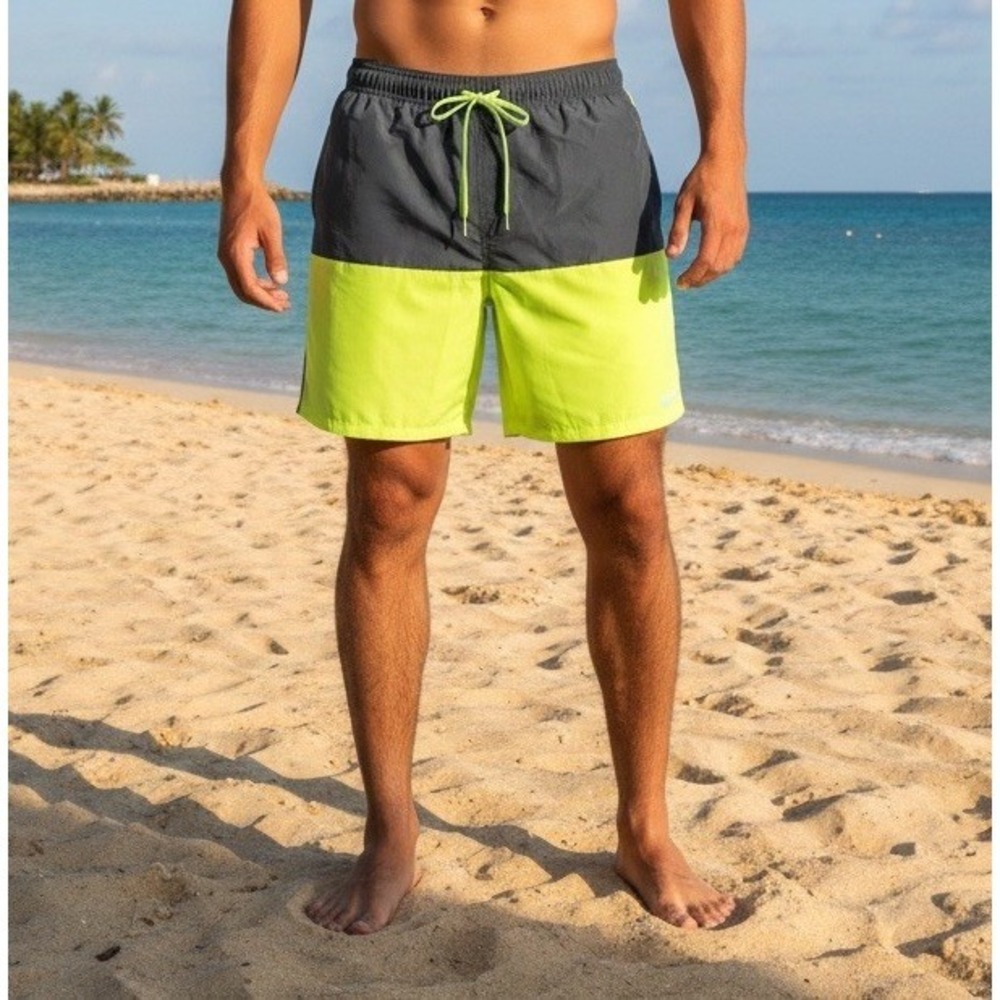 Nike‎ Men's Split 20 Volley Shorts Swim Trunks Neon Green Black 2XL